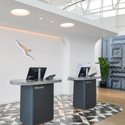Bespoke Grey Welcome Counter Airport Hotel VIP Lounge Check-in Counter Information Table