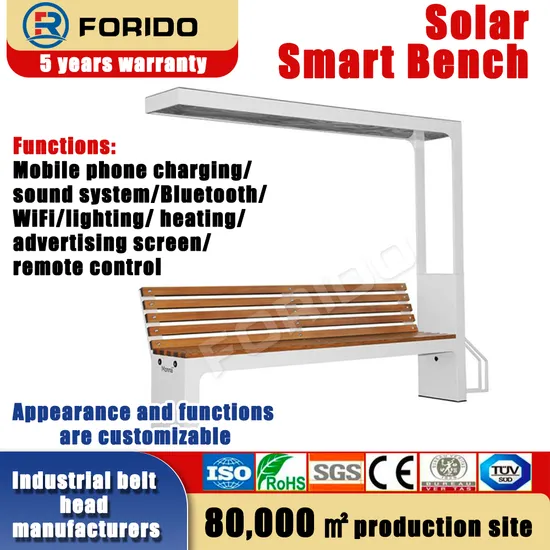 Station Airport Municipal Park Remote Control Solar-Powered Bench with Phone Charging Capabilities Seat Intelligent Chair