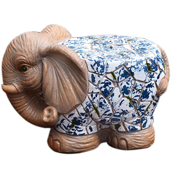 3D Elephant Statue Magnesium Oxide Chair Elegant Garden Ornament Decoration
