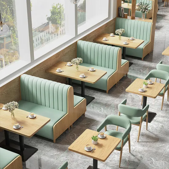 Stylish Customizable Wooden Restaurant Booth Sofa Set with Matching Chairs
