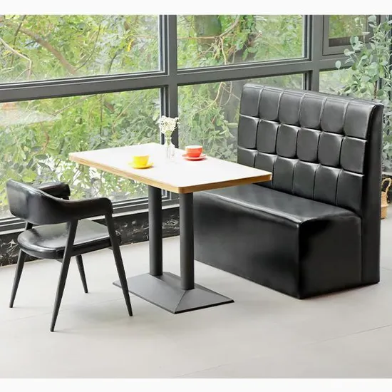 Custom Modern PU Leather Black High Back Restaurant Coffee Shop Sofa Booth