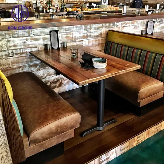 Antique Durable Restaurant Solid Wood Split Joint Top Table Furniture for Hotel