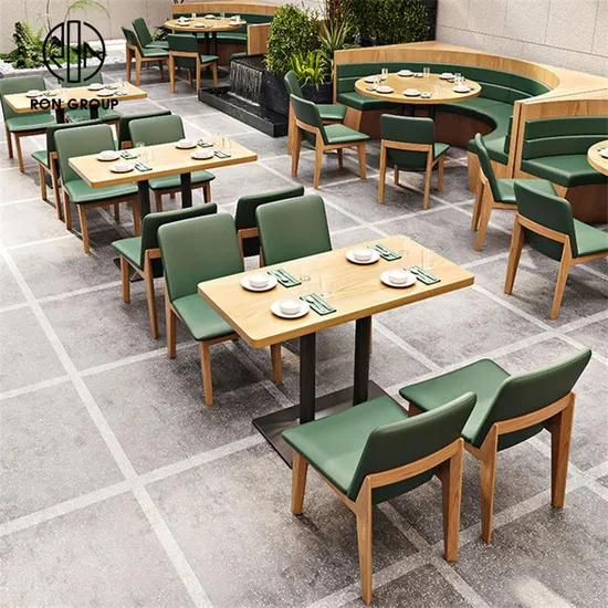 Modern Curved Half Circle Round Coffee Shop Commercial Wood Restaurant Furniture Sets