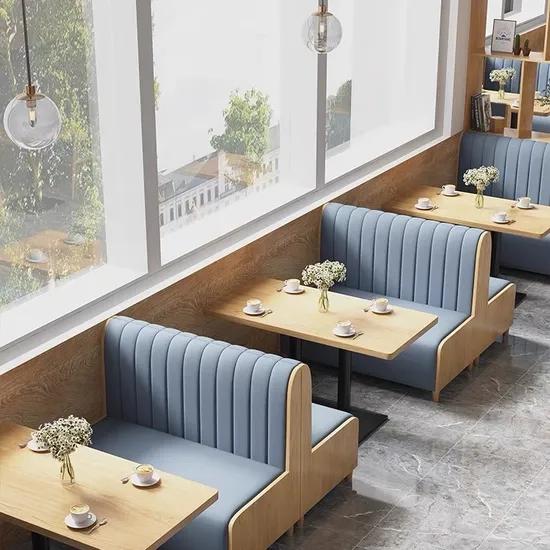 Customized Restaurant Double Sided Sofa Set Coffee Shop Wall Sectional Sofa