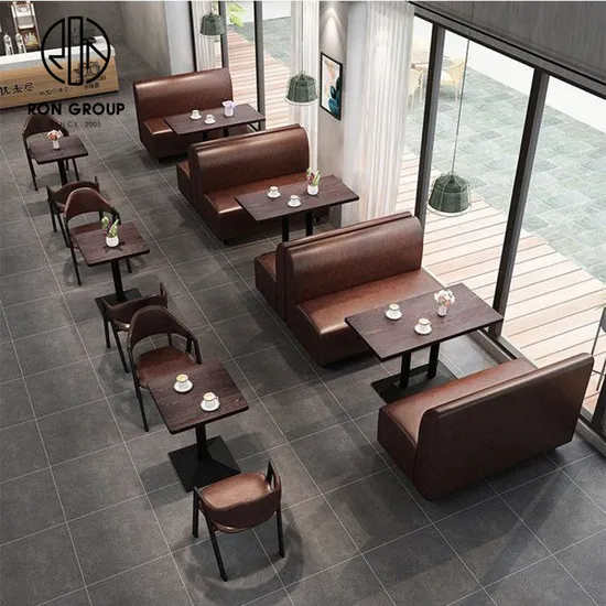 Fast Food Cafe Leather Wood Restaurant Sofa Bench Furniture