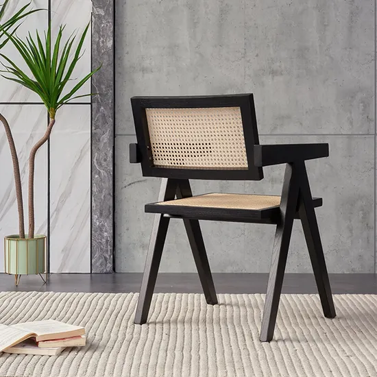 Leisure Upholstered Rattan Modular Wood Frame Hotel Dining Chair for Kitchen Dinner Room