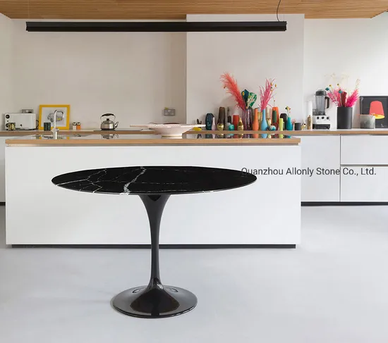 Black Tulip Design Small Nero Black China Marble Top Coffee Table