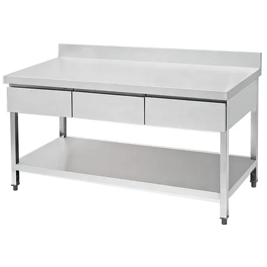 Commercial Working Table Kitchen Work Bench Stainless Steel with Drawers
