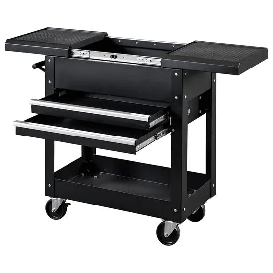 Goldenline Metallic Beauty Salon Trolley with 2-Drawer Storage
