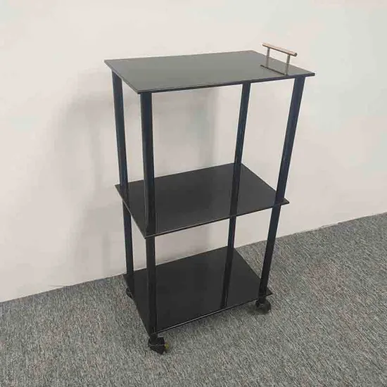 Acrylic Trolley Cart Chinese Manufacturers Custom Black with Wheels Storage Rack