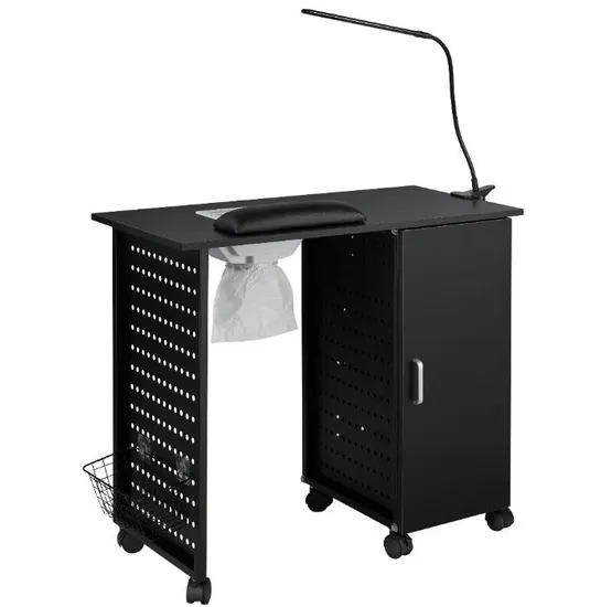 Nail Salon Table with Vacuum Cleaner Black Manicure Table Set