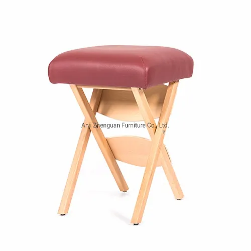 Master Chair Salon Folding Solid Wood Frame Vinyl Padded Massage Stool (ZG29-008)