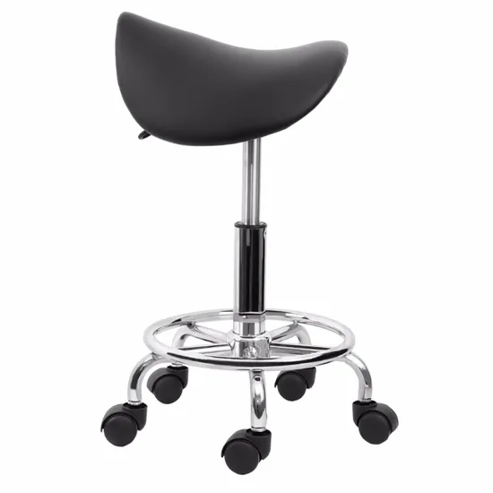 Adjustable Metal Base Bar Stool Beauty Salon Saddle Stool PU Leather Modern Bar Chairs with Wheels(ZG29-001)