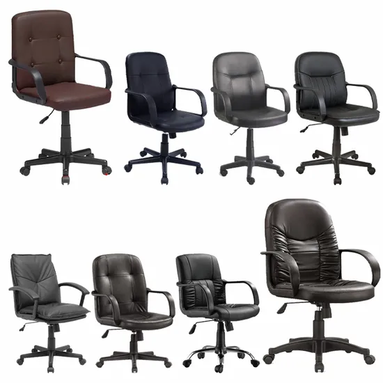 Ergonomic PU Home Office Adjustable Swivel Leather Executive Conference Chair with Armrests