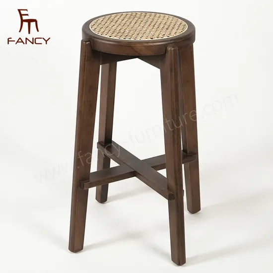 Dining Wood Stool Nordic Small Cane Rattan Side Chair