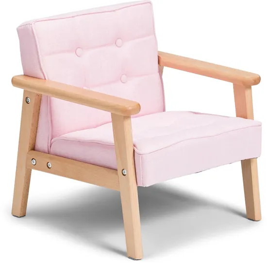 Kids Modern Solid Wood Armrest Sofa Chair with Soft Linen Fabric