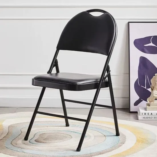 Black Dining Chair and Modern Folding Chair Stool Plastic Chair for Home