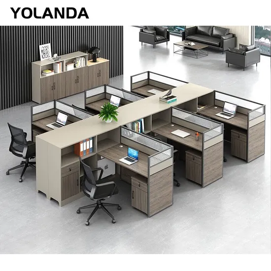 Yolanda Office Furniture Workstation Design Standard Size4 Person Office Desks Cubicle Staff Table Office Partition