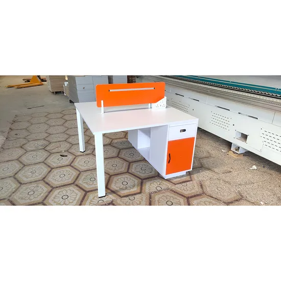 Orange&White Color Economic Series Office Staff Table with Fixed 2 Drawers