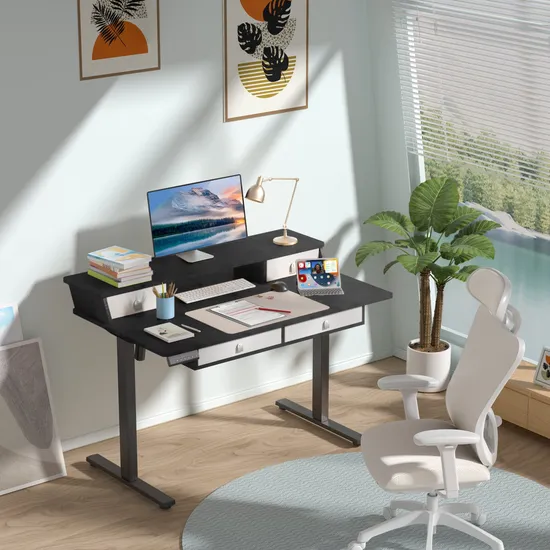 Smart Office Luxury Executive Furniture Ergonomic Single Motor Laptop Study Computer Gaming Sit Stand Table Electric Height Adjustable Standing Desk