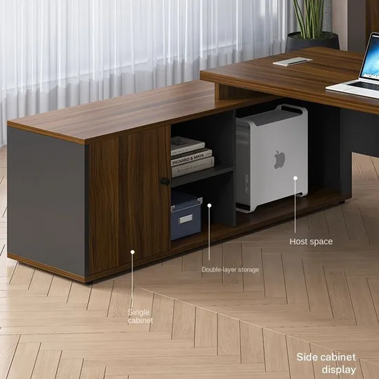 Stock Simple Modern Office Desk with Side Cabinet Manager Supervisor Desk and Chair Combination Office