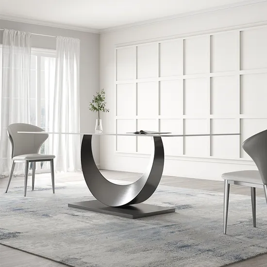 Foshan Sintered Stone Artificial White Marble Top Stainless Steel Frame Dining Table
