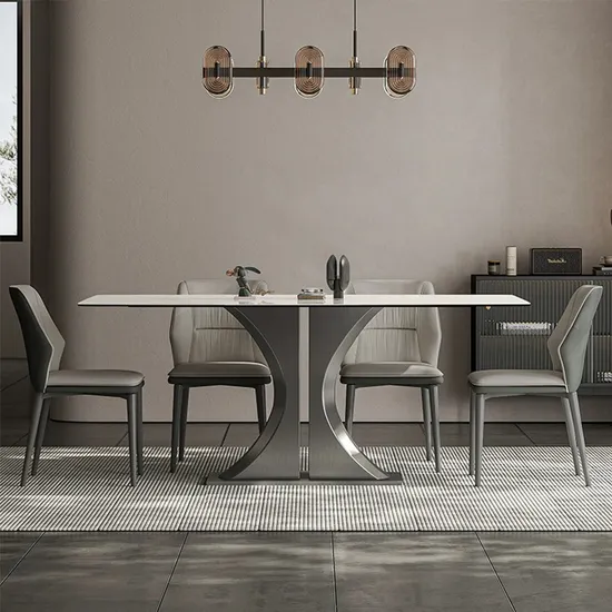 Sintered Stone Table Dining Table Modern Table with Stainless Base