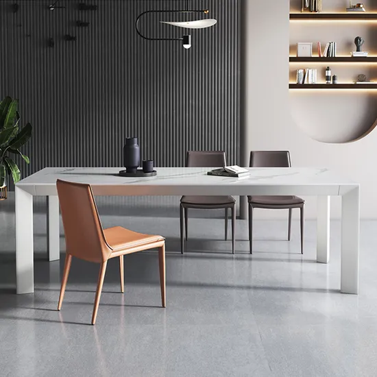 Dining Room Furniture Sintered Stone Metal Base Table Top Round Dining Table Set 041-H08
