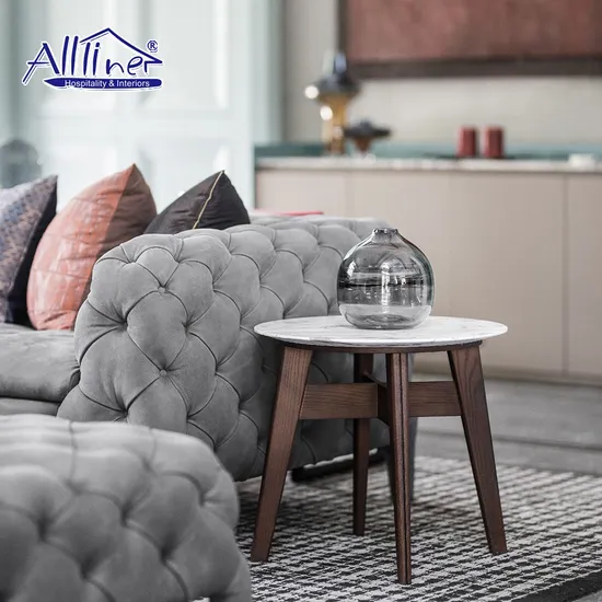 Small Nature Wood Round Side Sofa Coffee Table for Living Room Furniture