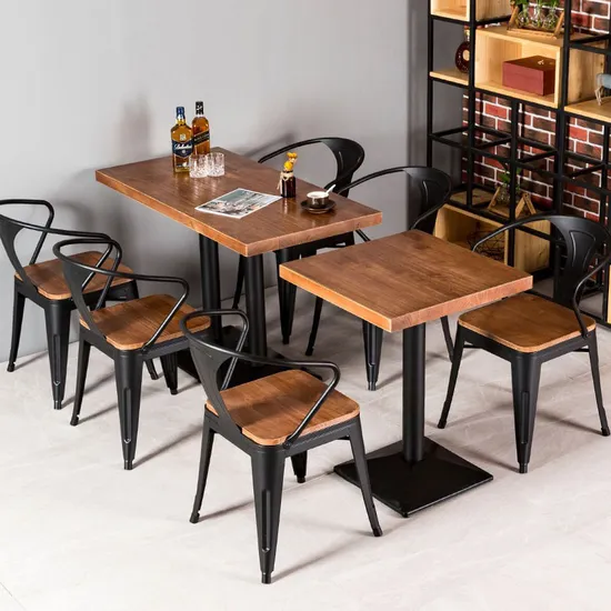 Solid Wood Dining Table Simple Restaurant Light Luxury Modern Industrial Style Table and Chair Combination