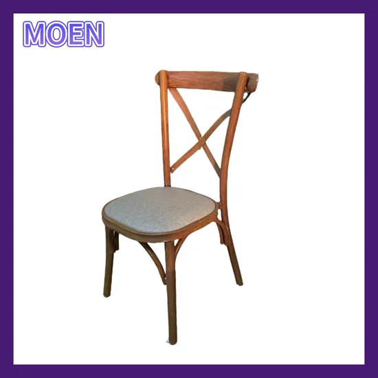 High-End Walnut Brown Hotel Church Wedding Cross Back Party Dining Chair