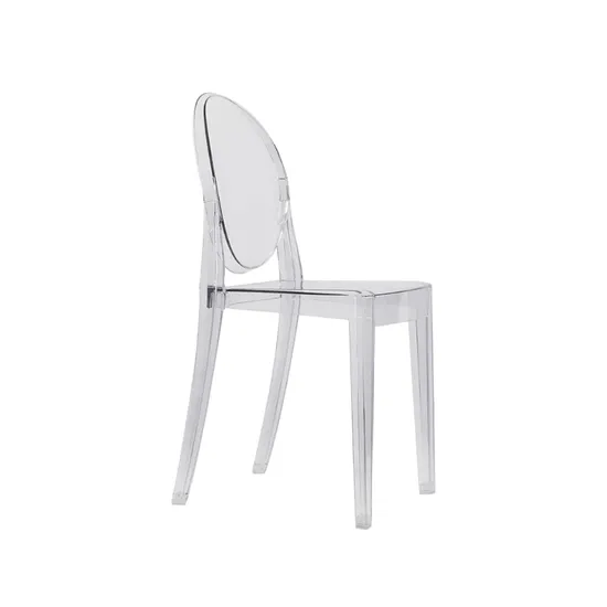 Clear Armless Modern Transparent Accent Chairs, Stackable Circle-Back Dining Chairs, Chairs for Events, Weddings, Banquets