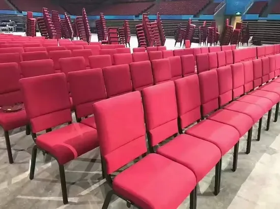 Theatre Church Activity Metal Can Stack Comfortable High Density Upholstered Church Chairs