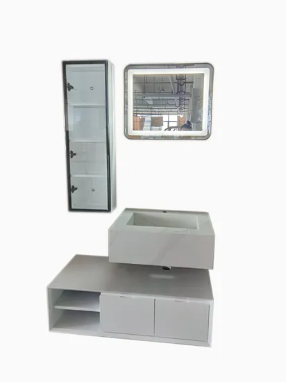 High Gloss White 1000mm PVC Vanity with Ceramic Basin and Pop-up Waste Wall Hung with Drawers