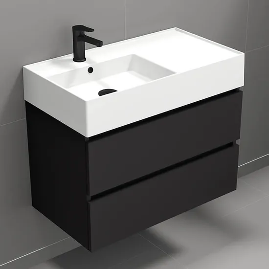 Modern Glossy White Midnight Blue Bathroom Vanities Larch Canapa, Grey Walnut, Glossy White with LED Mirror Cabinet