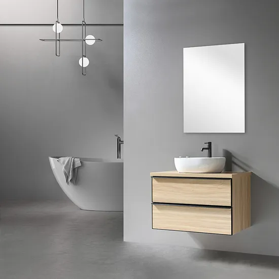 Modern Style Single Wooden Wall Bathroom Home Furniture with Ceramic Wash Basin Sink Vanity Storage Bathroom Cabinet Set with Mirror LED Sanitary Ware