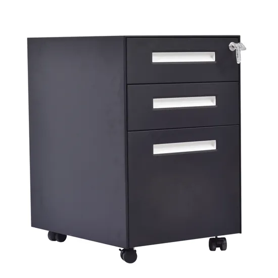 Embedded Handle Design 3 Drawer Support Mobile Cabinet