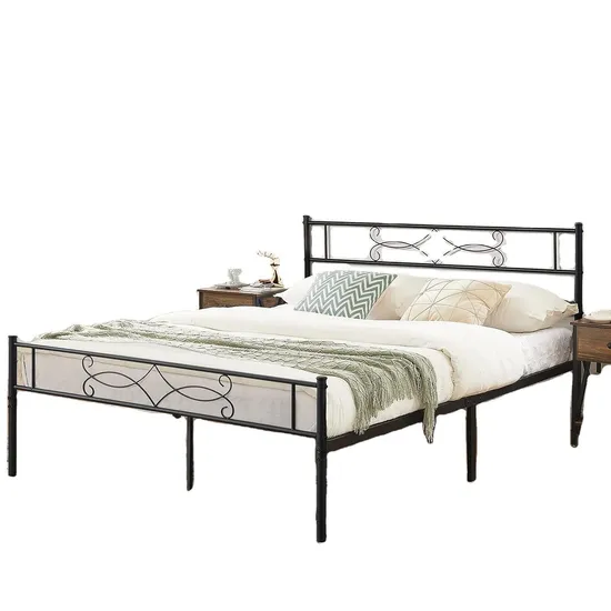 Twin XL Bed Frame, Metal Platform Bed with Heart-Shaped Headboard & Footboard, Mattress Foundation