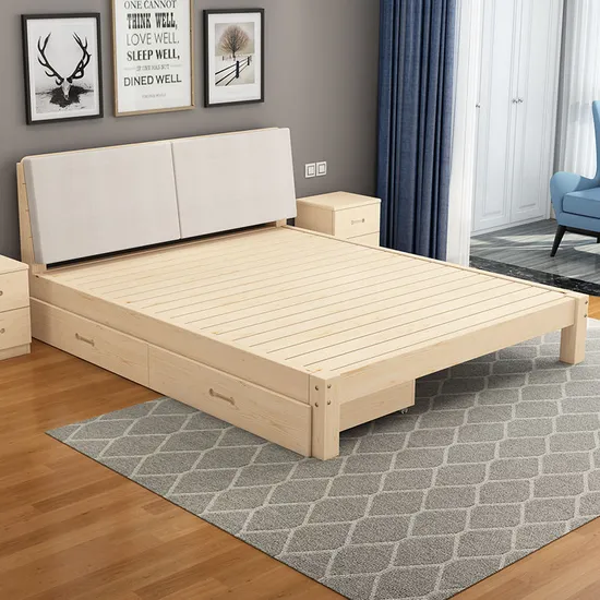 Modern Home Melamine New Cheap Bed Double Bed Single Bed Leisure with Drawers Wall Bed