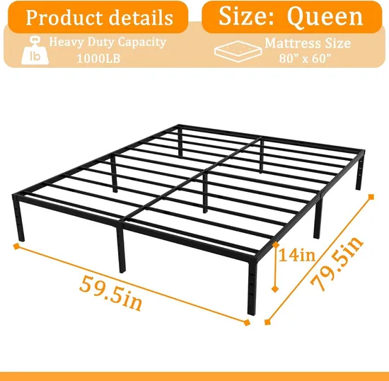 Latest Queen Size Luxury Furniture Folding Twin Metal Frame Queen Size Bed