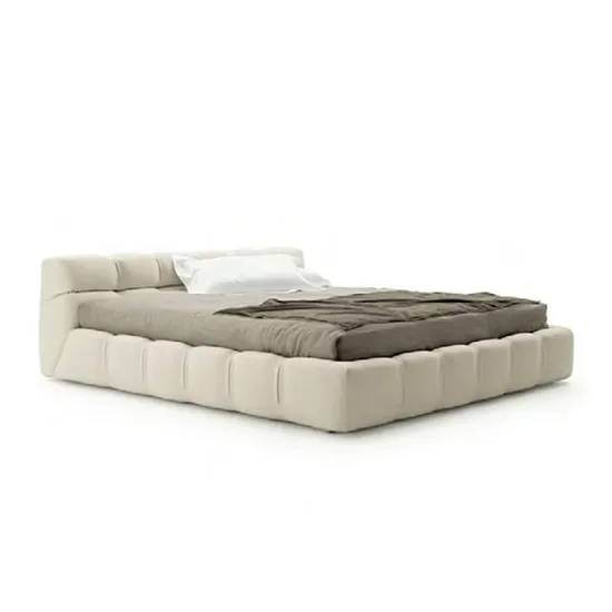 Wholesales Modern Luxury Italian Design Bedroom Furniture Soft Upholstered Comfortable Leather Fabric Bed for Home Office Hotel Apartment