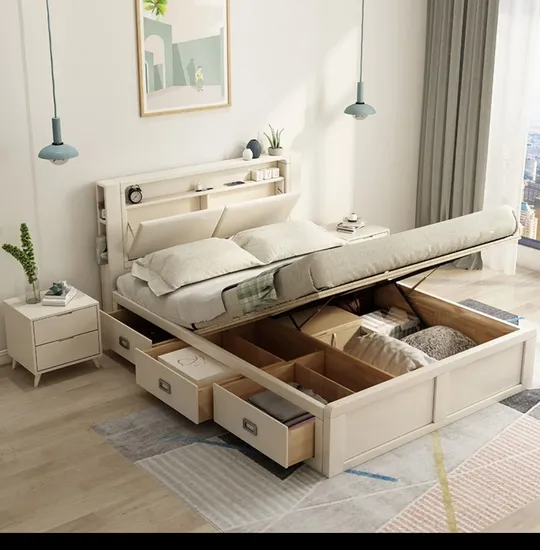 Stylish Storage Wooden Bed for Children Bed in Cozy Home Decor