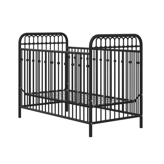 Modern French Style Black Metal Toddler Bed Crib Stylish Design for Kids Baby Iron Bed