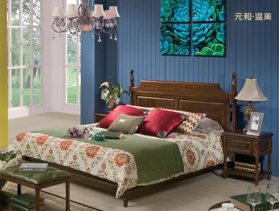 Elegant Solid Wood Bedroom Furniture Collection Double King Bed