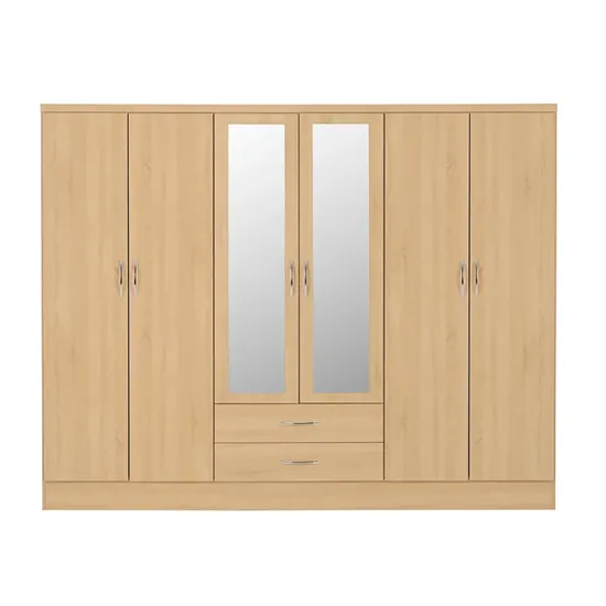 Bedroom Multispace Storage Wardrobe with Mirror Hinged Door Cheap Wholesale Furniture