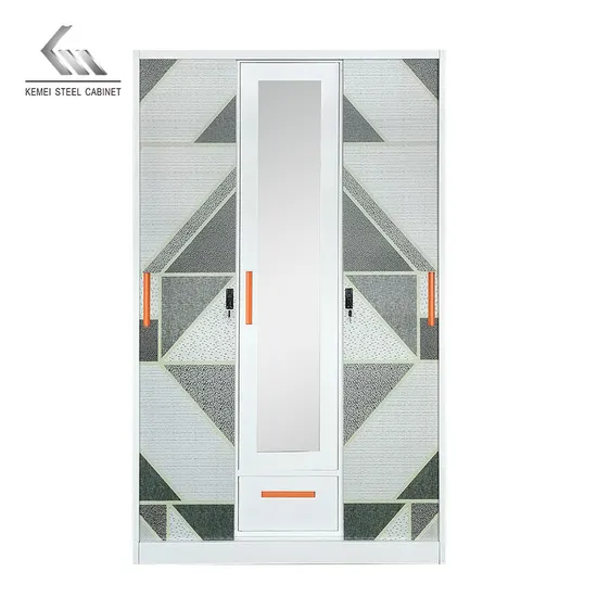 Customized Home Bedroom Modern Steel Furniture Metal Print Flower Almirah Sliding Door Garment Wardrobe