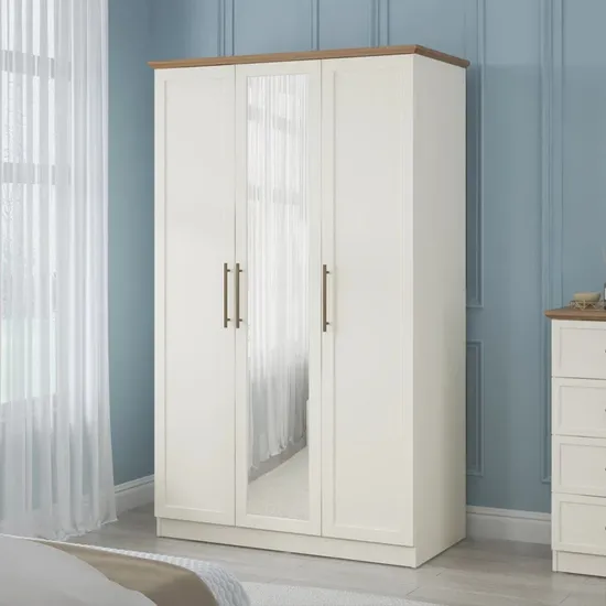 Hot Sale Bedroom Furniture Multi-Functional 3-Door Wardrobe with Mirror
