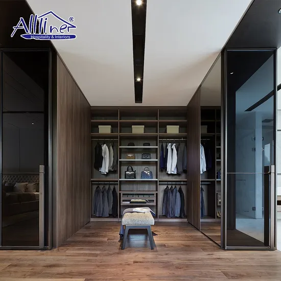 Aluminium Wooden Design 5 Doors Closet Luxury Bedroom Cabinet Sliding Door Wardrobe