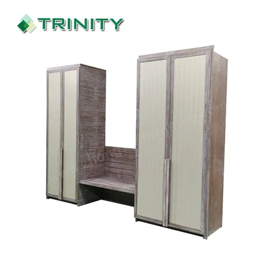 China Luxury 5 Star Hotel Guest Room Wooden Closet Wardrobe with Luggage Rack for Bedroom