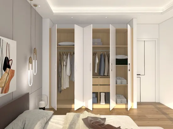 Home Furniture Bedroom Wall Wardrobe Design Clothes Cupboard Wooden 4 Door Wardrobe